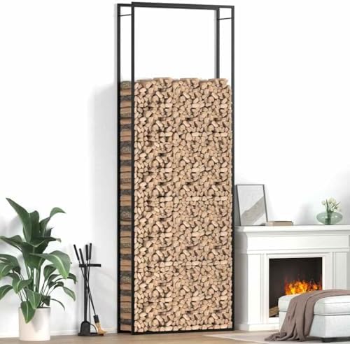 vidaxl firewood rack, fire log stand stacker holder shown in use