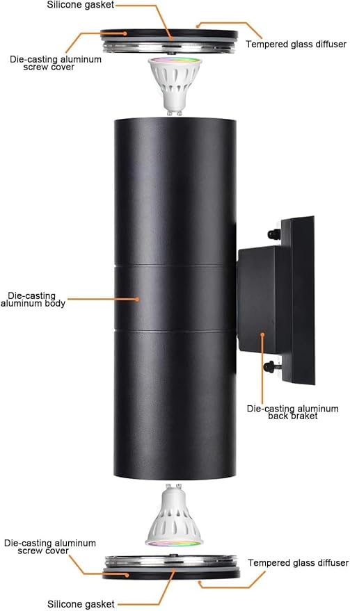 rosykite Exterior Double Up Down Outdoor Wall Lights, Mi.Light Remote Control - Image 7