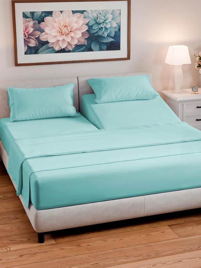 Split Head King Sheet Set – 4 Piece Flex Split Top King Sheets - Image 2