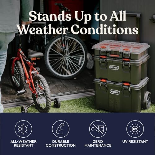 keter stack n rolling tool box modular storage showing dimensions