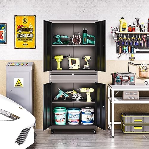 metal garage storage cabinet with wheels,lockable storage cabinet, package contents