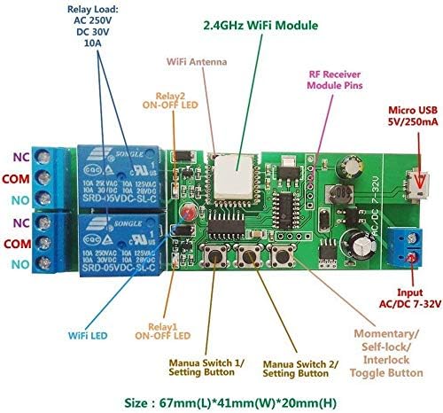 Newgoal Wireless Jog Relay momentary/self-Locking Switch Module DIY Smart Home - Image 5