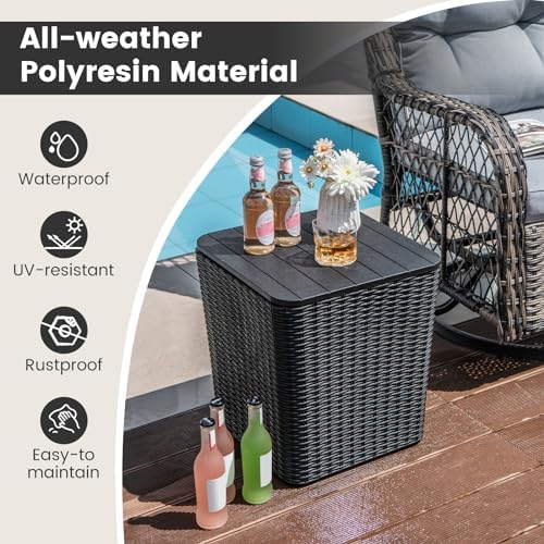 giantex 11.5 gallon deck box, outdoor side table showing dimensions