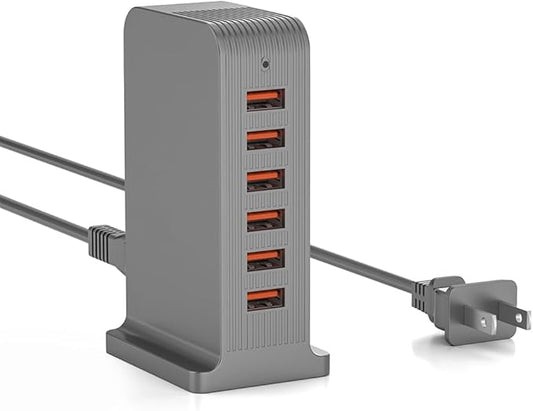 VPSUN USB Charger 6 Port 50W Multi USB Tower Charging Station by VPSUN