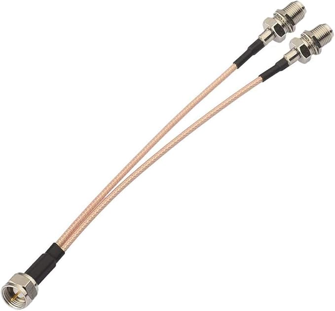 RedYutou F-Type RG6 3 Way Splitter Combiner Adapter F Male to F Dual Female by RedYutou-CableConnectivity