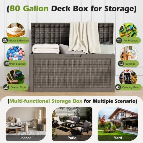 outdoor storage box waterproof, 80 gallon deck box, close-up detail