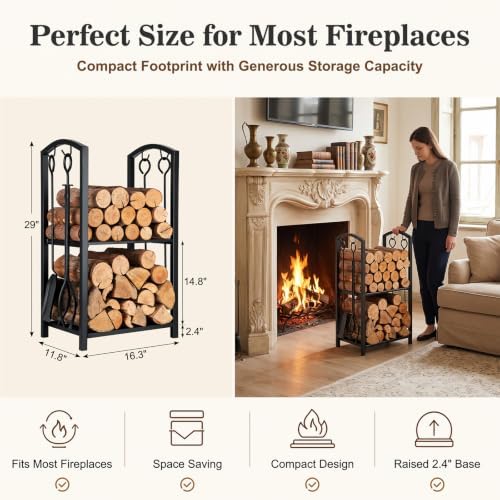feed garden firewood rack log holder with 4-piece shown in use