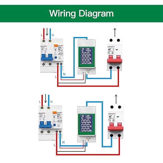 AC 50-300V 100A Multi Function Voltage Amperage Power Meter, Din Rail LCD - Image 6