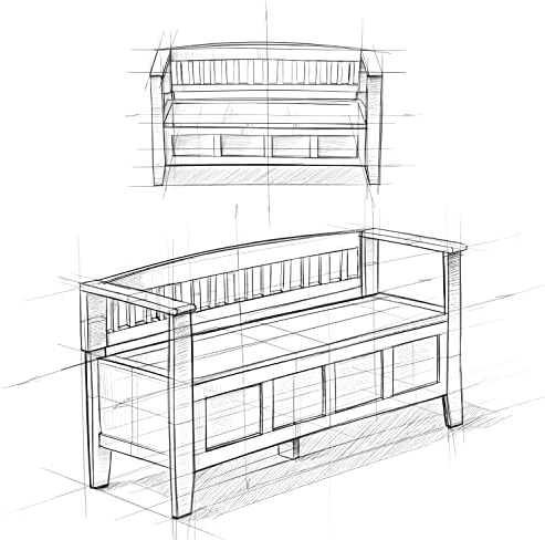 simplihome brooklyn 48" wide solid wood storage bench, view 13