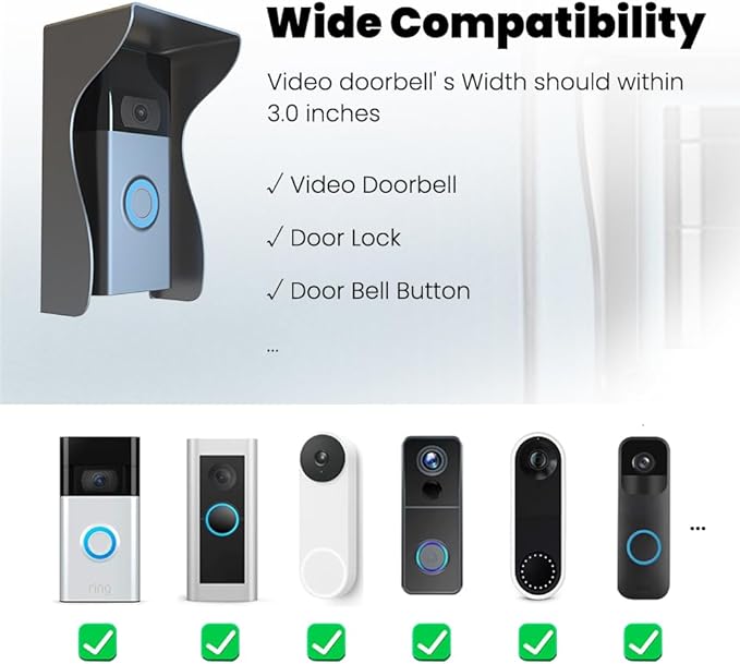 Smallan Stainless Steel Ring Video Doorbell Rain Cover Weatherproof Anti Glare - Image 4