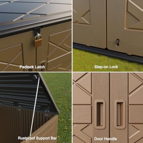 kinying larger outdoor storage shed weather resistance, resin, package contents
