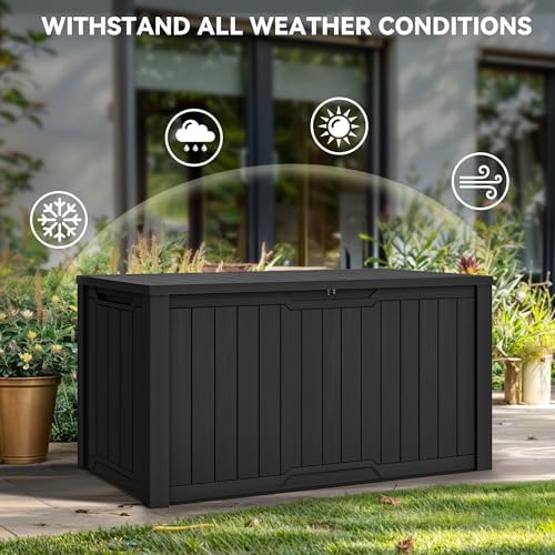 yitahome xxl 240 gallon large outdoor storage deck shown in use