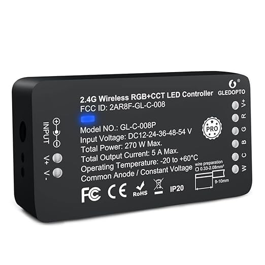 GLEDOPTO Zigbee3.0 RGBCCT LED Strip Controller Pro Alexa Voice/APP/Remote by GLEDOPTO