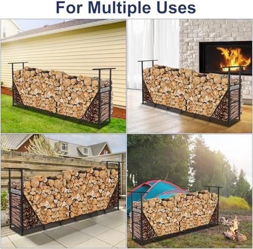 honest outfitters 8ft firewood rack outdoor, adjustable heavy on a desk or shelf