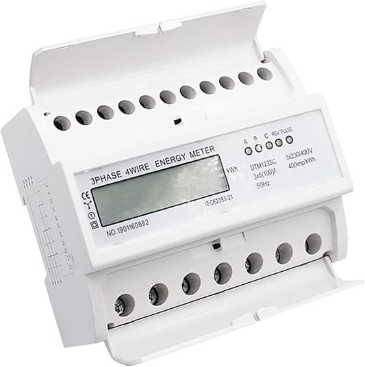 Wisecoco Energy Meter, Digital 3 Phase Energy Meter, LCD Display White ABS by Wisecoco