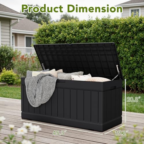 devoko 78 gallon deck box, waterproof resin outdoor, side view