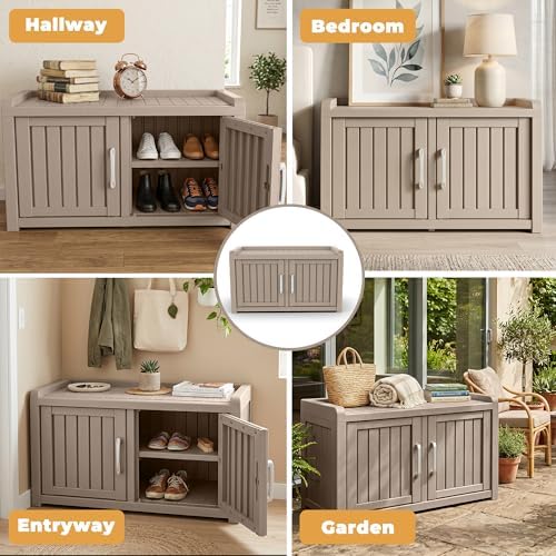 rojik shoe cabinet waterproof uv-resistant,storage bench indoor outdoor, package contents