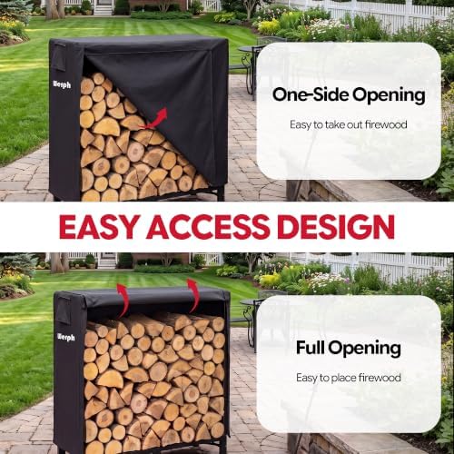 werph 4ft firewood rack outdoor, heavy duty firewood on a desk or shelf