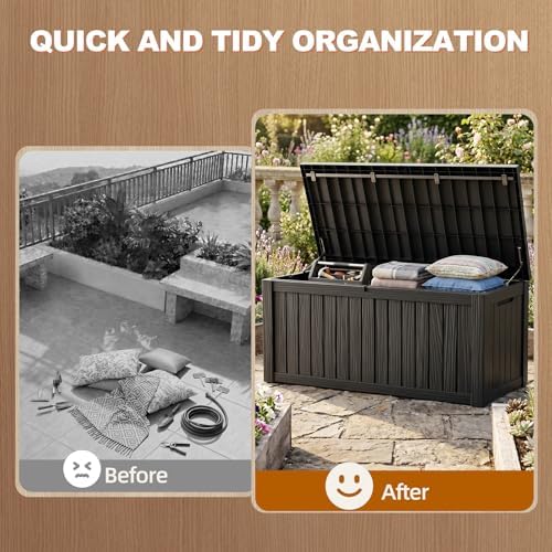 efu outdoor storage box 260 gallon deck box, side view