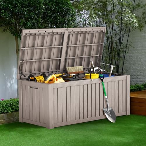 outdoor storage box waterproof, 180 gallon lockable resin, package contents