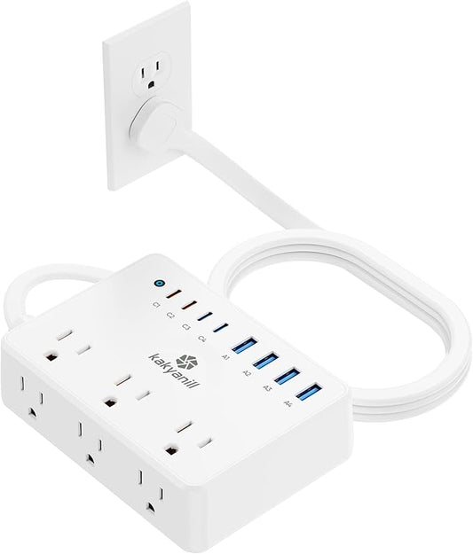 Kakyanill 100W Charging Station, 6 AC Outlets 8 USB Power Strip by kakyanill