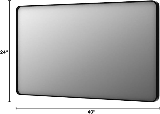 LOAAO 40x24 Inch Black Metal Framed Bathroom Mirror - Image 7