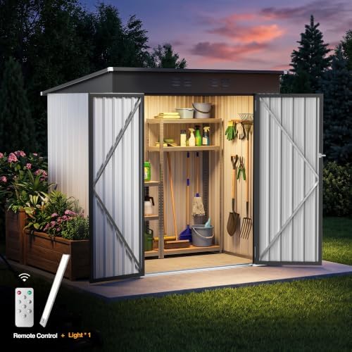 4 ft outdoor storage shed, waterproof metal garden, close-up detail