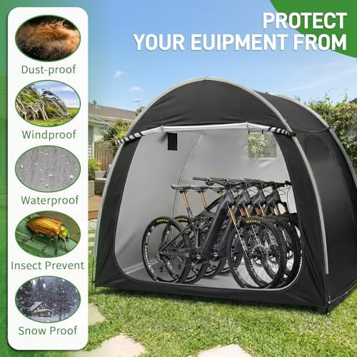 outvita outdoor portable bicycle storage sheds for 2-3 showing dimensions