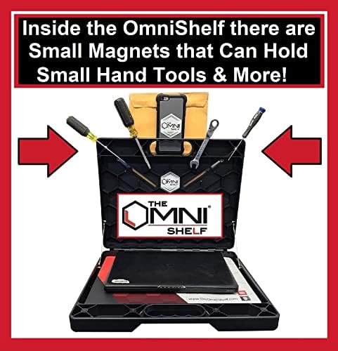the omnishelf portable workstation, magnetic toolbox, laptop stand, package contents