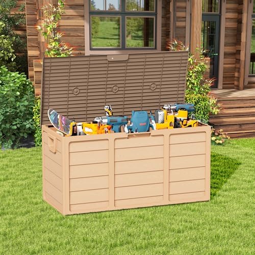 suncrown 75 gallon deck storage box resin outdoor, close-up detail
