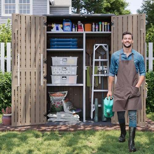 aoxun 64 cu.ft waterproof resin outdoor shed with, main product view
