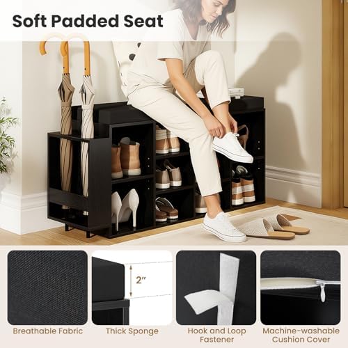 giantex shoe storage bench with umbrella stand, 10-cubby, package contents
