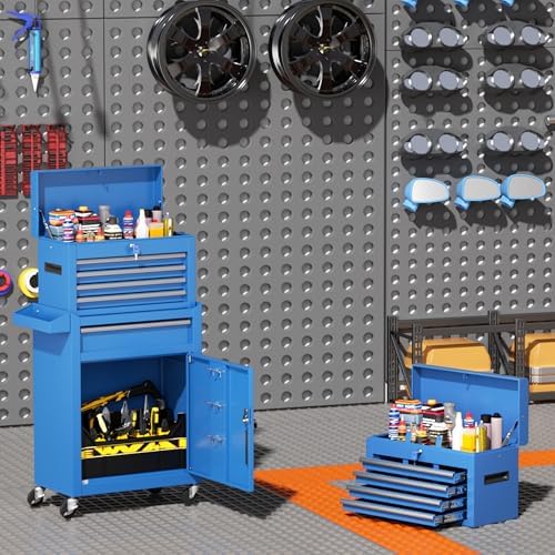 intergreat rolling tool chest, 5-drawer tool box organizer, front angle view