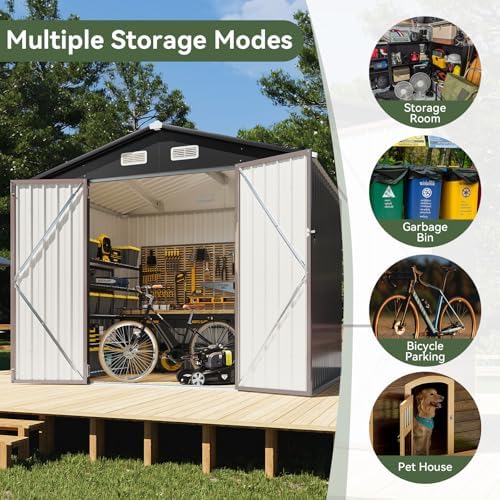 aoxun 8x6 ft shed outdoor storage shed, brown, package contents