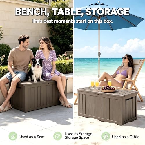 outdoor storage box resin deck box waterproof gray, package contents