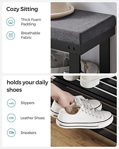 songmics bamboo shoe bench, 3-tier shoe rack, 11.9, package contents