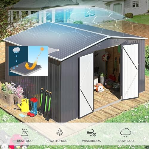 polar aurora 10x12 outdoor storage metal shed with, package contents