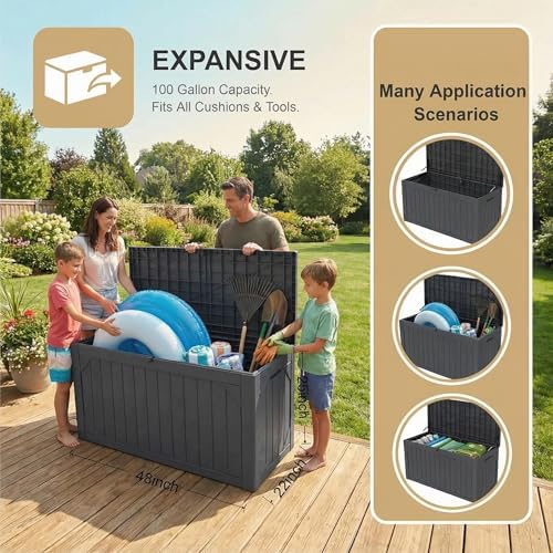 100 gallon outdoor storage bench - waterproof deck, close-up detail
