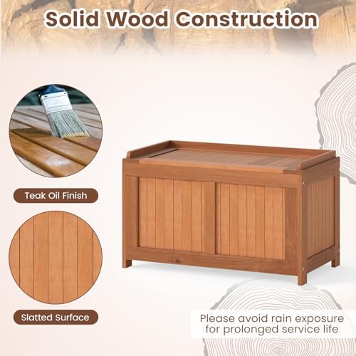 relax4life wood deck box, 52 gallon backyard storage, side view