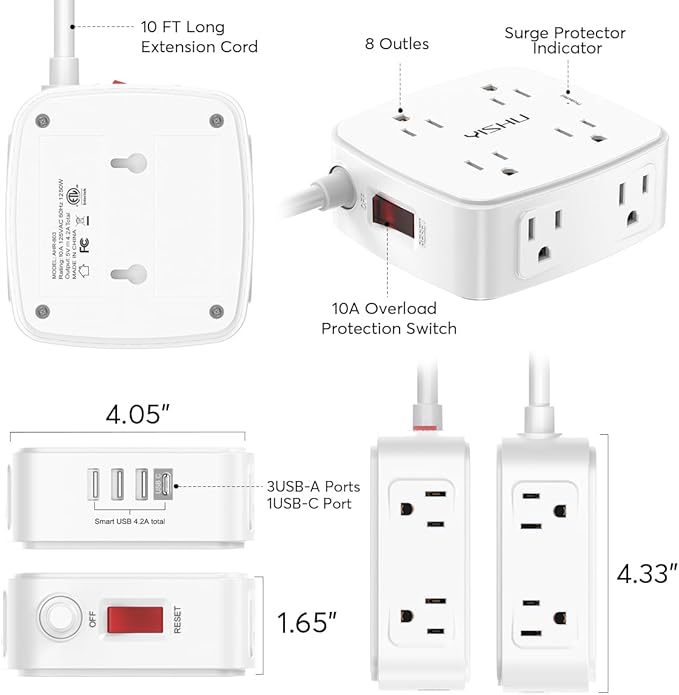 10 Ft Surge Protector Power Strip - Image 7