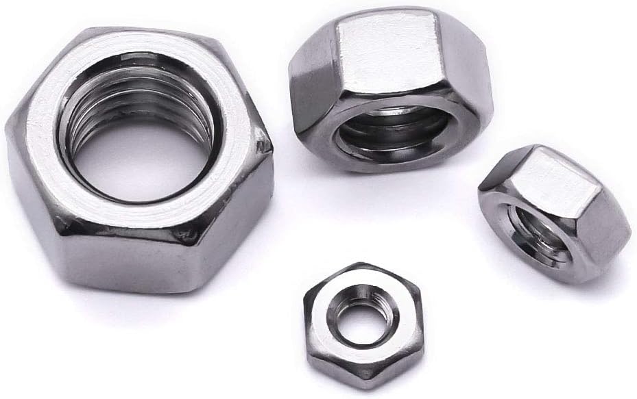 M20-2.5 Hex Nuts 6 PCS, 304 Stainless Steel (18-8), DIN934, UNC Thread, Bright Finish