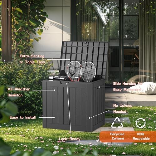 easyup 32 gallon resin deck box waterproof, uv, package contents