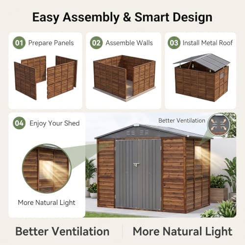 8x6 ft outdoor sotrage shed, iron wood combination, package contents