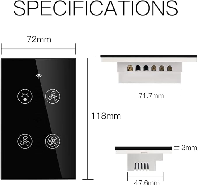 MOES WiFi Smart Ceiling Fan Light Wall Switch, Smart Life/Tuya APP Remote Timer - Image 6