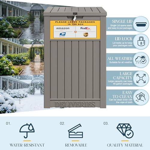 package delivery box for outside, outdoor storage box, close-up detail