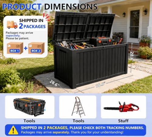 200 gallon outdoor storage box resin deck box, close-up detail