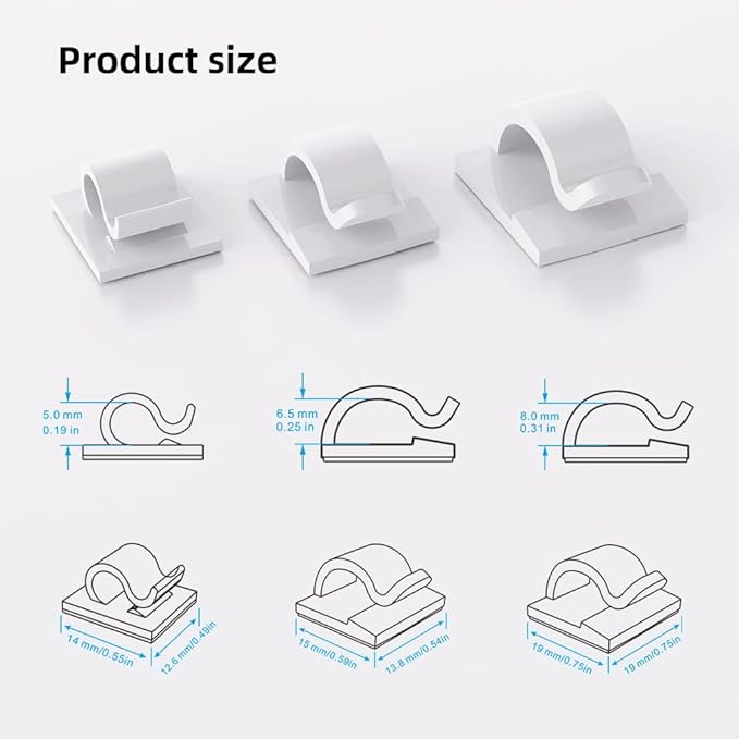 ITUGOU 100 PCS White Adhesive Cable Clips Cord Organizer, Wire Holder - Image 3