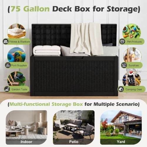 outdoor storage box waterproof, 75 gallon deck box, close-up detail
