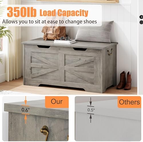 idealhosue 39.4" storage chest, wooden storage bench with showing dimensions
