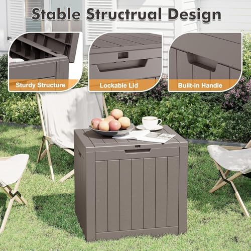 outdoor storage box waterproof, 32 gallon deck box, side view